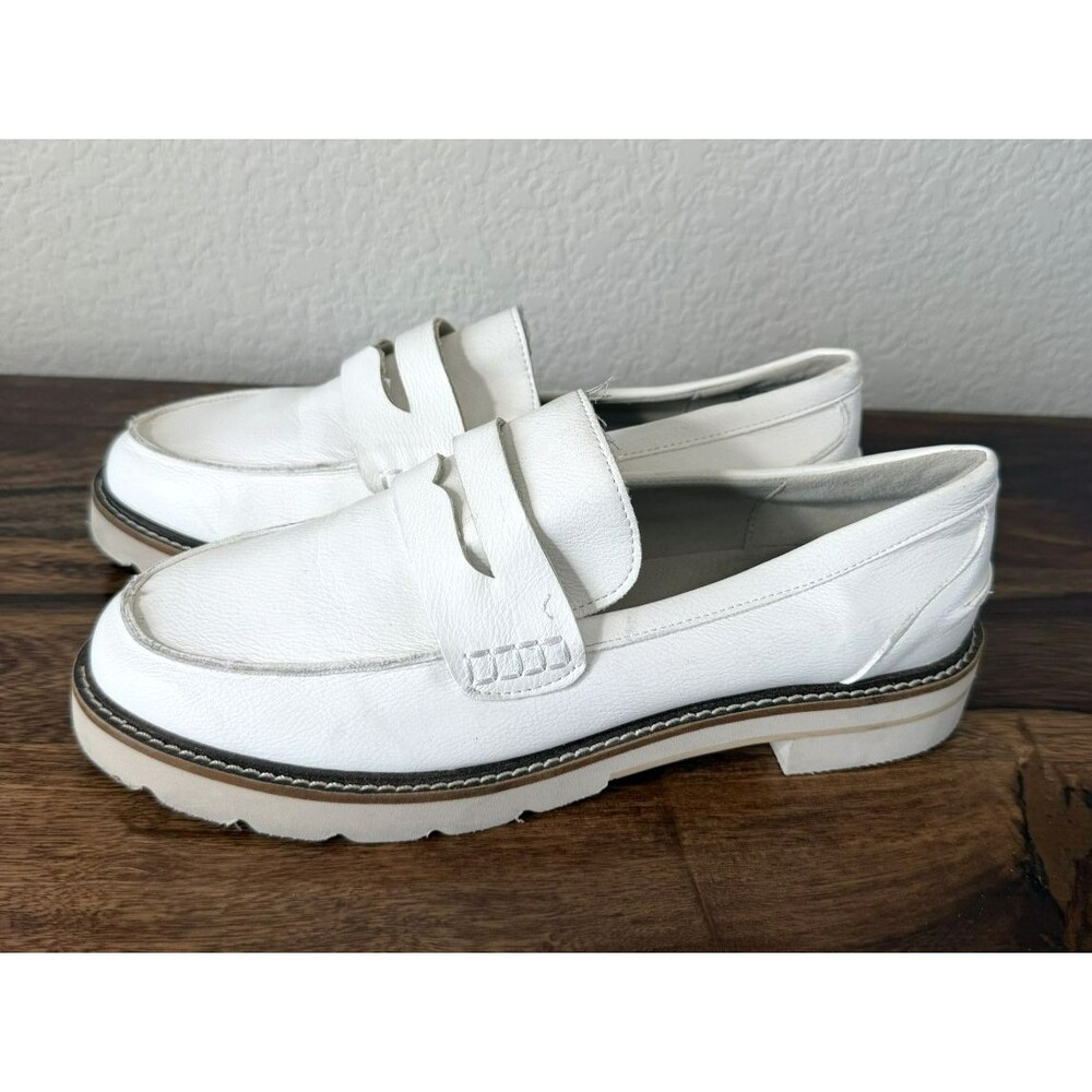 New ANNE KLEIN i flex White EVERLY Penny Loafer Block Heel Shoes Women's 8.5M
